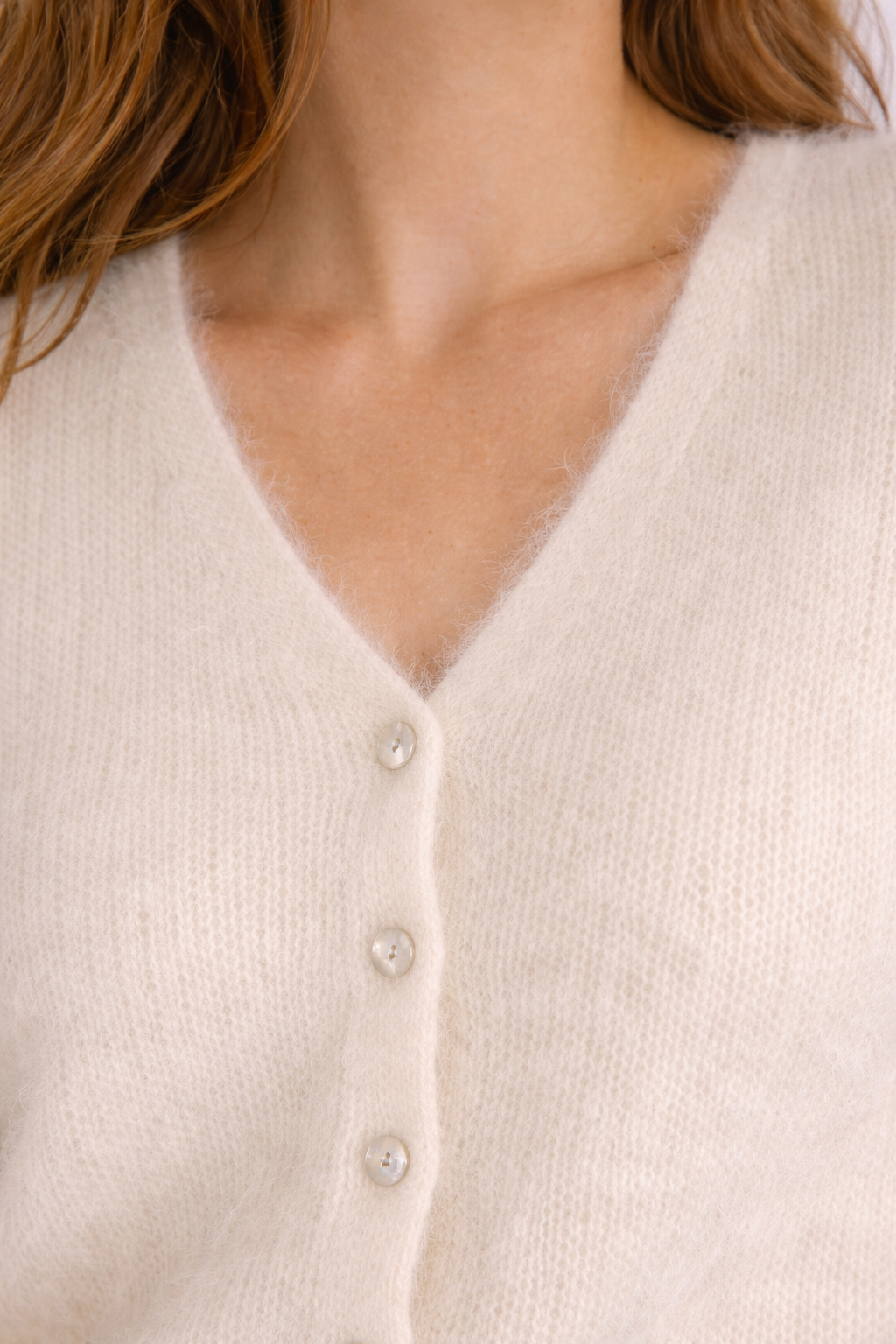Cardigan Ecru en Mohair